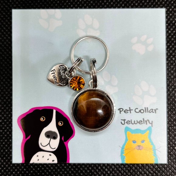Pet Collar Charm Tigers Eye - Picture 3 of 4